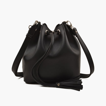 Black bucket bag