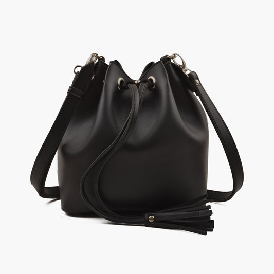 Black bucket bag