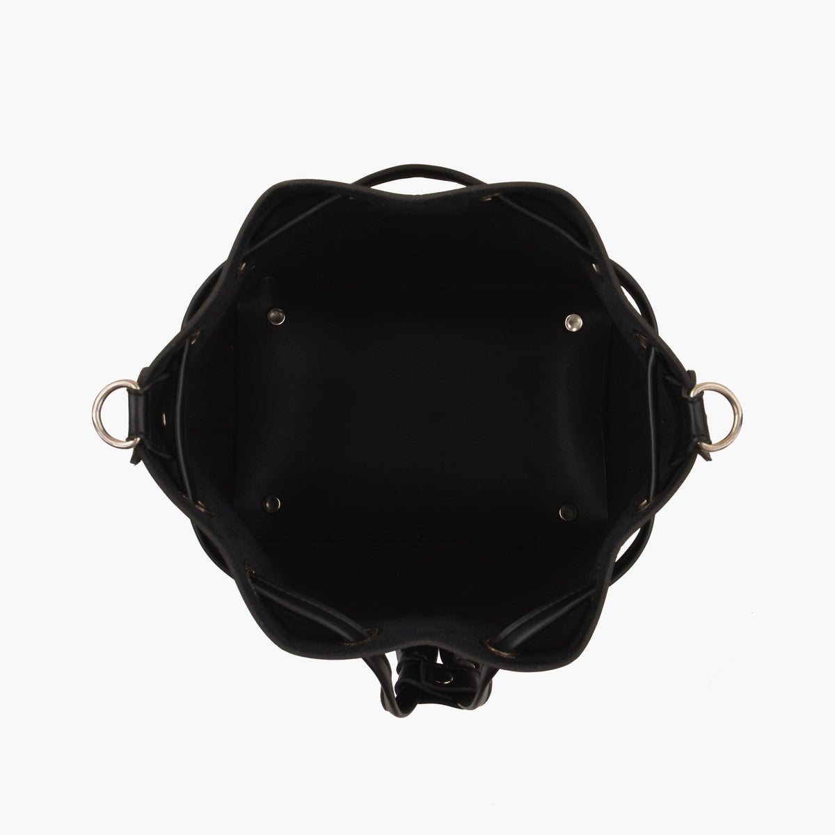 Black bucket bag