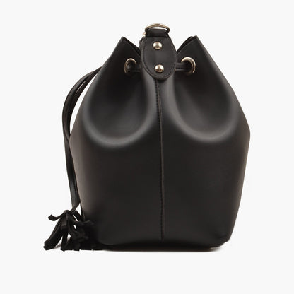 Black bucket bag