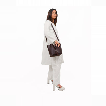 Dark brown bucket bag