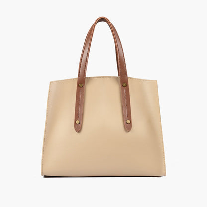 Off-white with brown multi compartment satchel bag