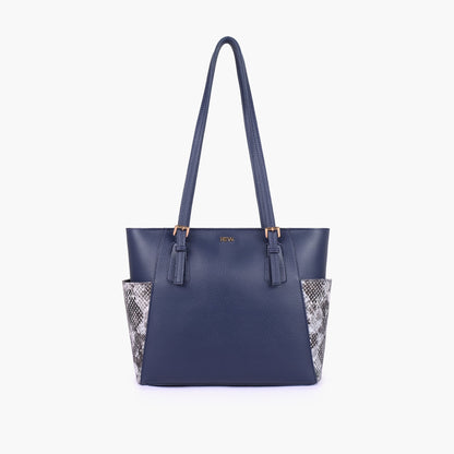 Blue double pocket tote