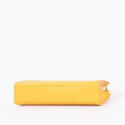 Yellow elongated chain handle purse