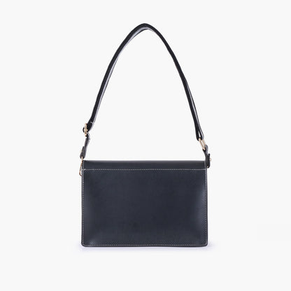 Black half flap cross-body bag