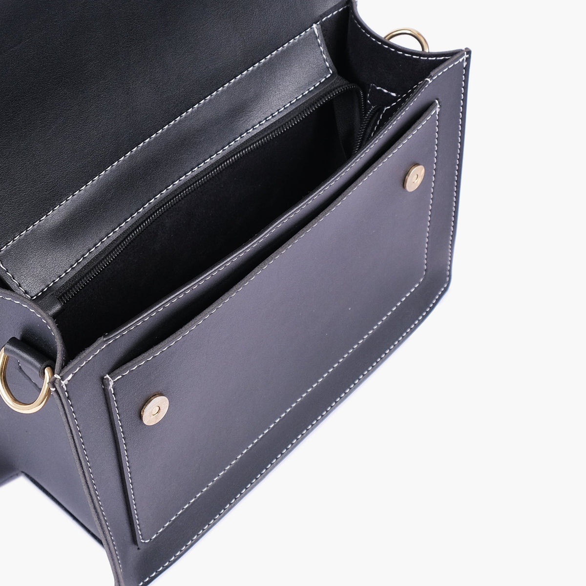 Black half flap cross-body bag