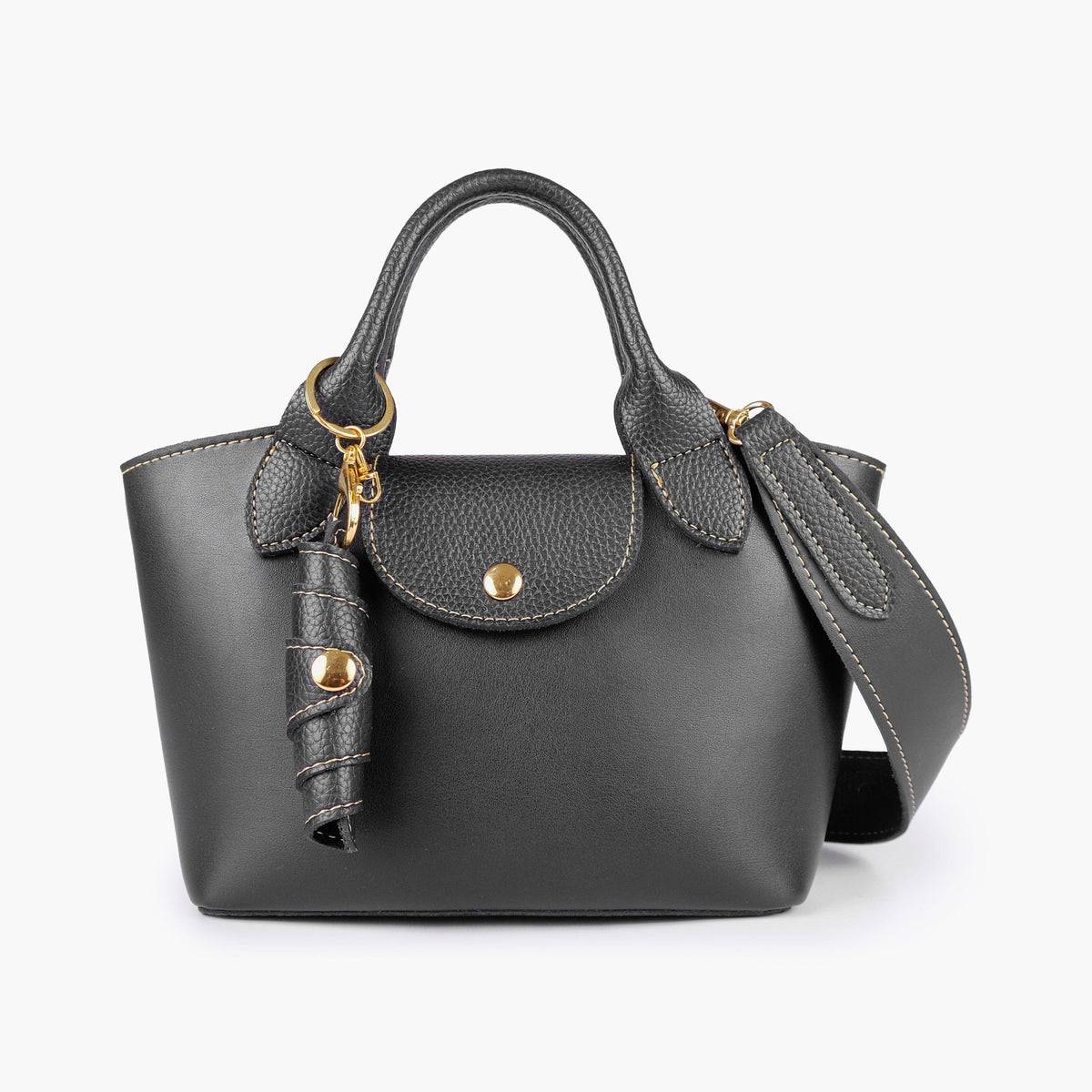Black mini top-handle tote bag
