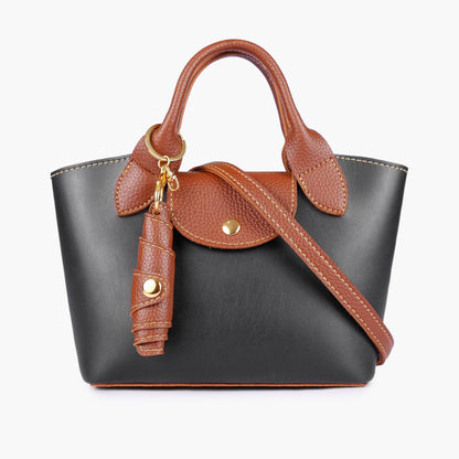 Black and brown mini top-handle tote bag