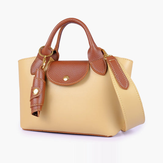 Off-white and brown mini top-handle tote bag