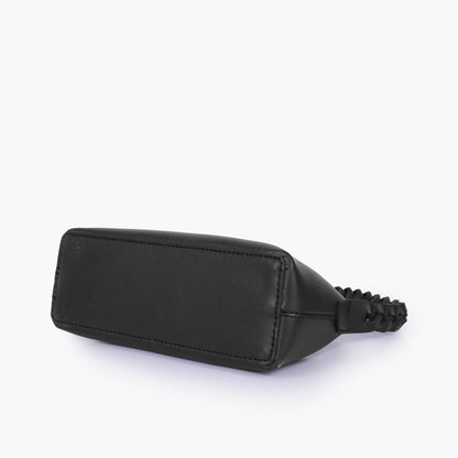 Black and white purse with braided strap
