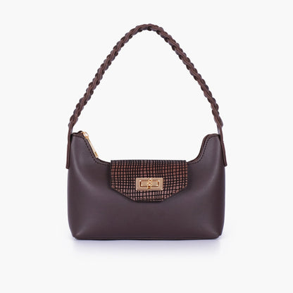 Dark brown purse with braided strap