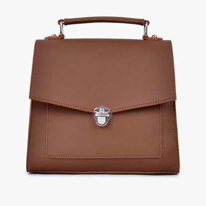 Brown push-lock messenger bag