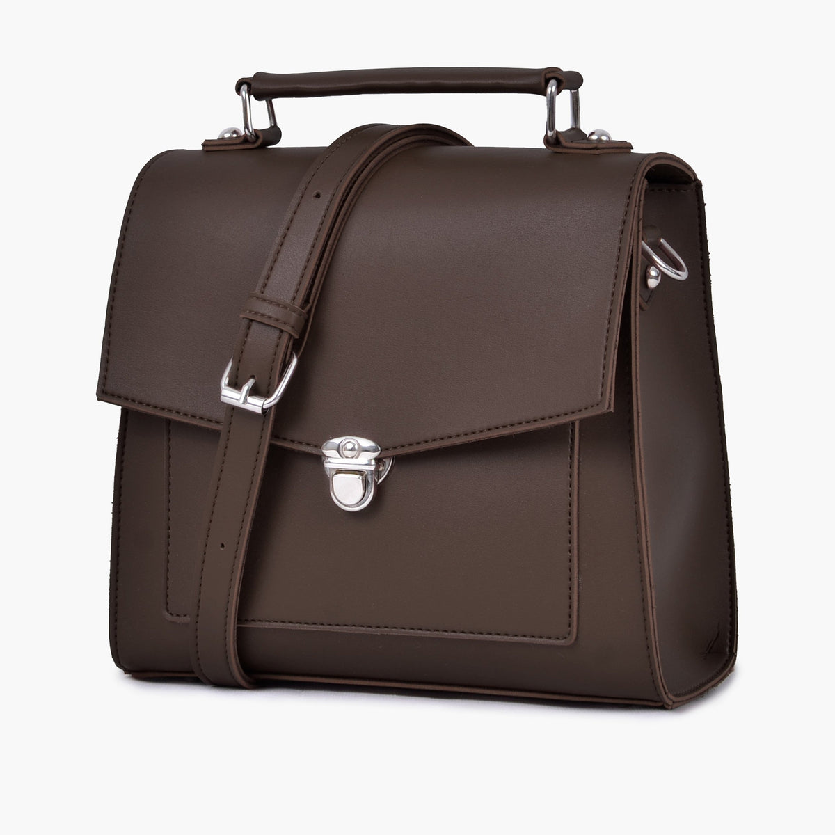 Dark brown push-lock messenger bag