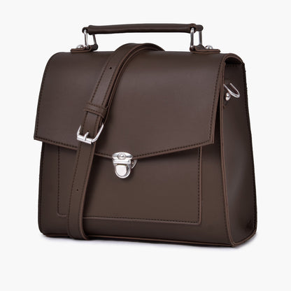 Dark brown push-lock messenger bag