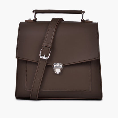Dark brown push-lock messenger bag