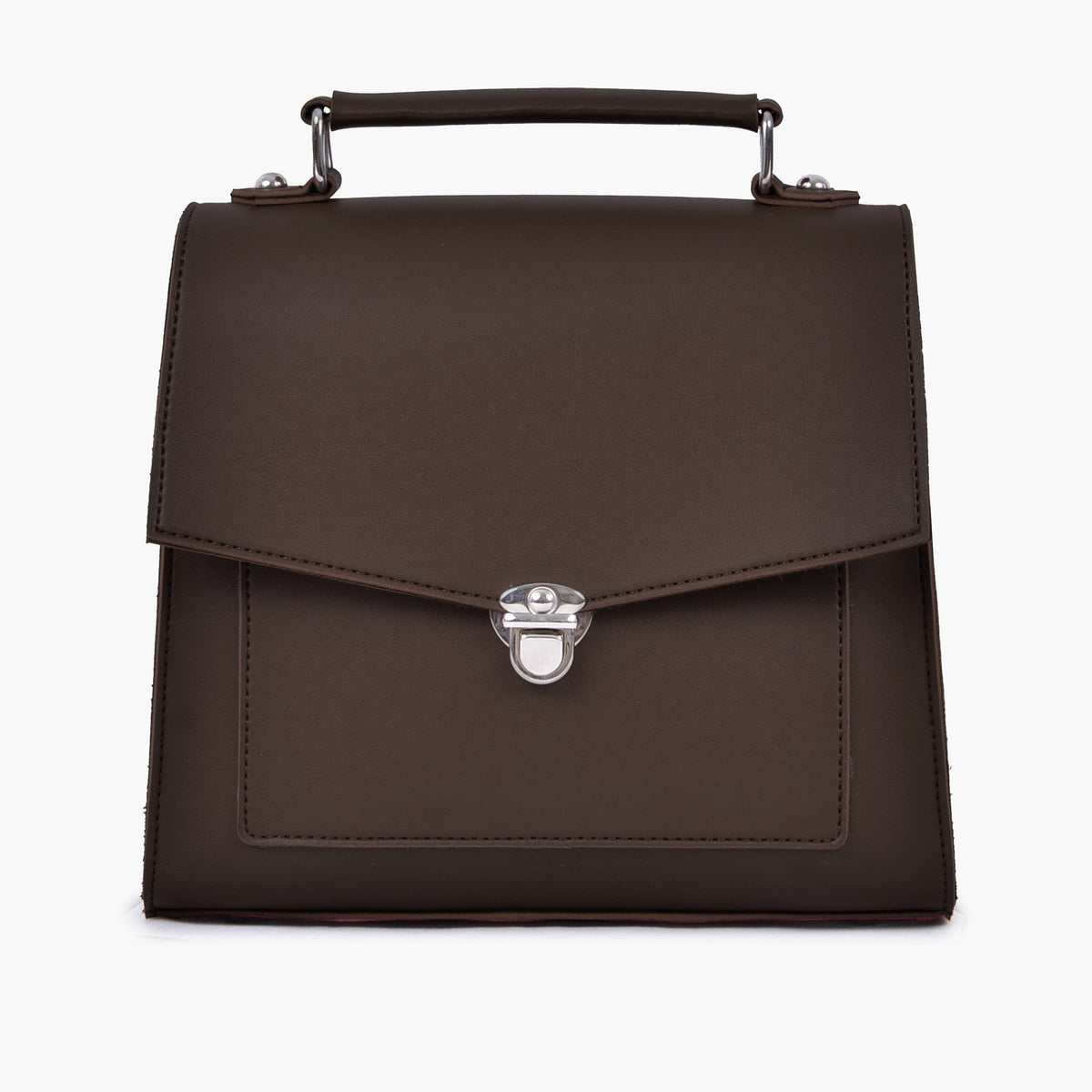 Dark brown push-lock messenger bag