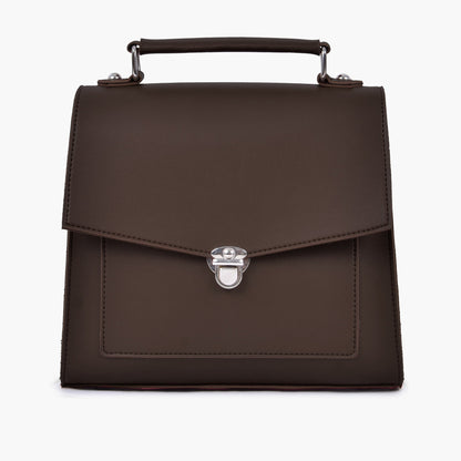 Dark brown push-lock messenger bag