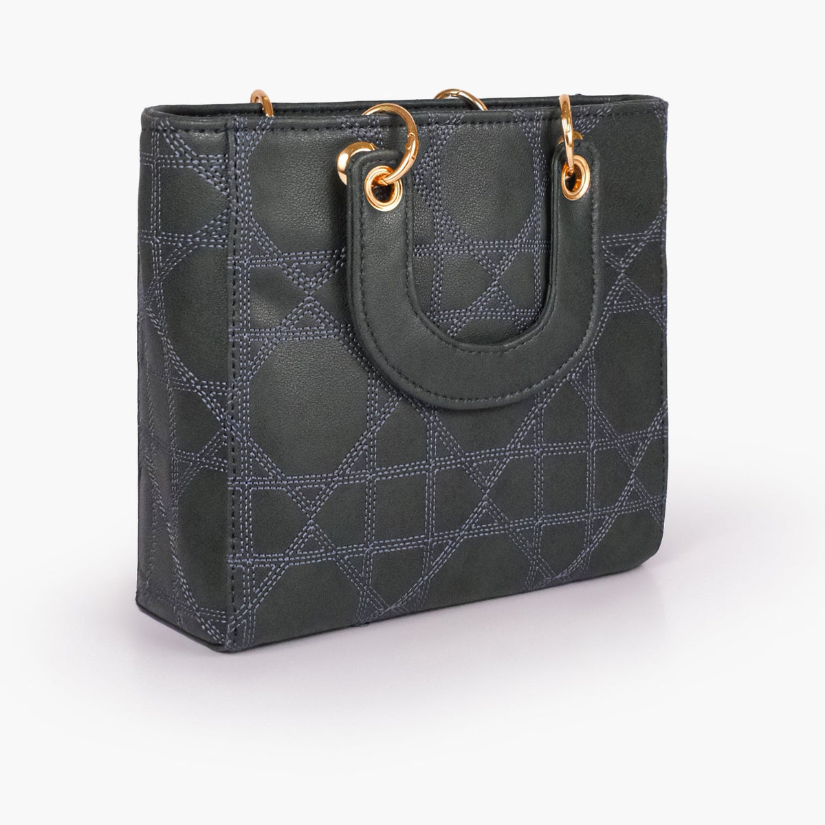 Navy blue quilted mini tote bag