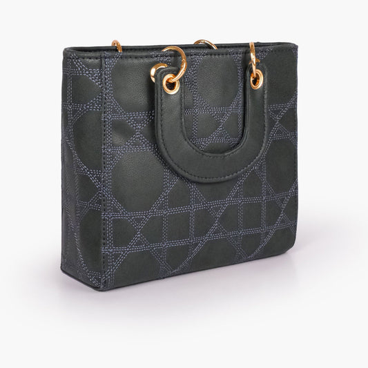 Navy blue quilted mini tote bag