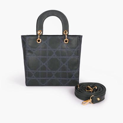 Navy blue quilted mini tote bag
