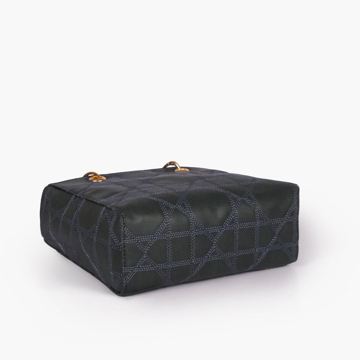 Navy blue quilted mini tote bag