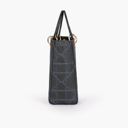 Navy blue quilted mini tote bag