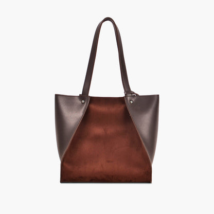 Dark brown suede shopping tote bag