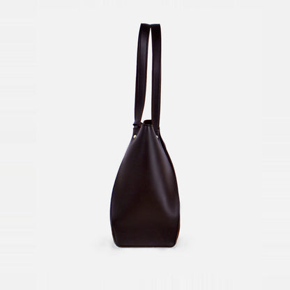 Dark brown suede shopping tote bag
