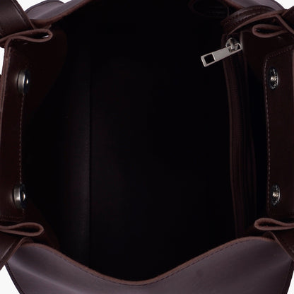 Dark brown suede shopping tote bag