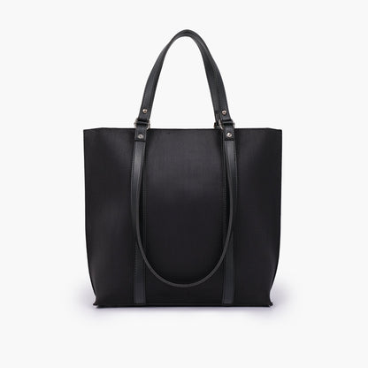 Black suede double-handle tote bag