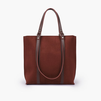 Dark brown suede double-handle tote bag
