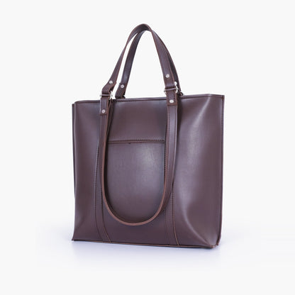 Dark brown double-handle tote bag