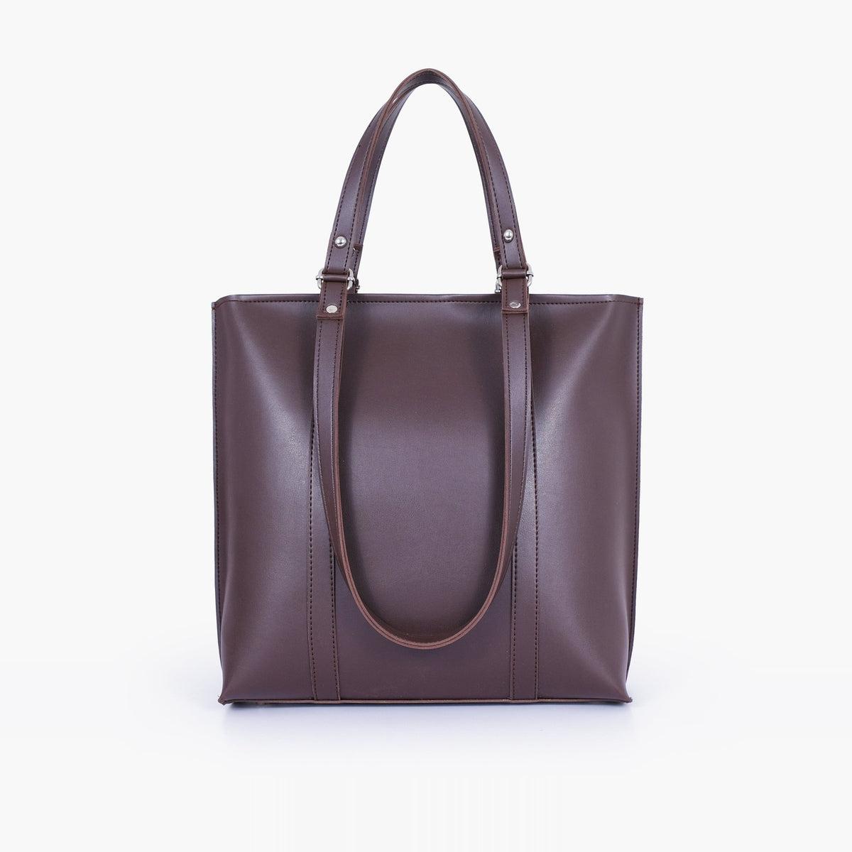 Dark brown double-handle tote bag