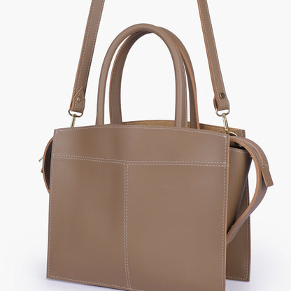 Coffee trapeze top-handle bag