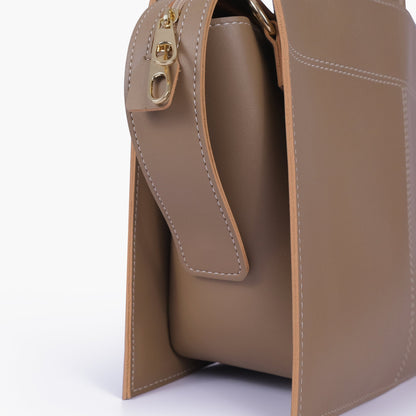 Coffee trapeze top-handle bag