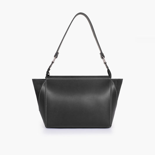 Black suede trio twist handbag