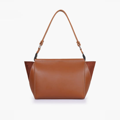 Brown suede trio twist handbag
