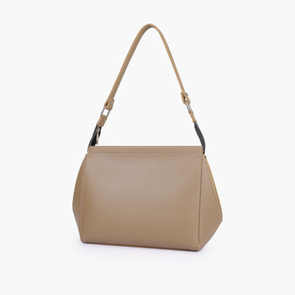 Coffee suede trio twist handbag