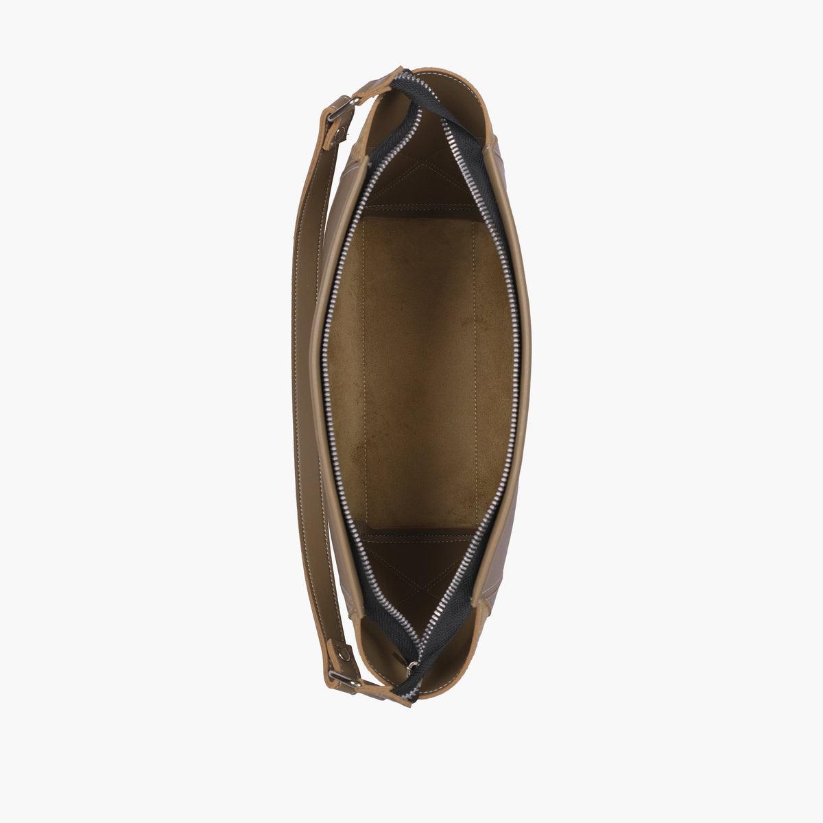 Coffee suede trio twist handbag