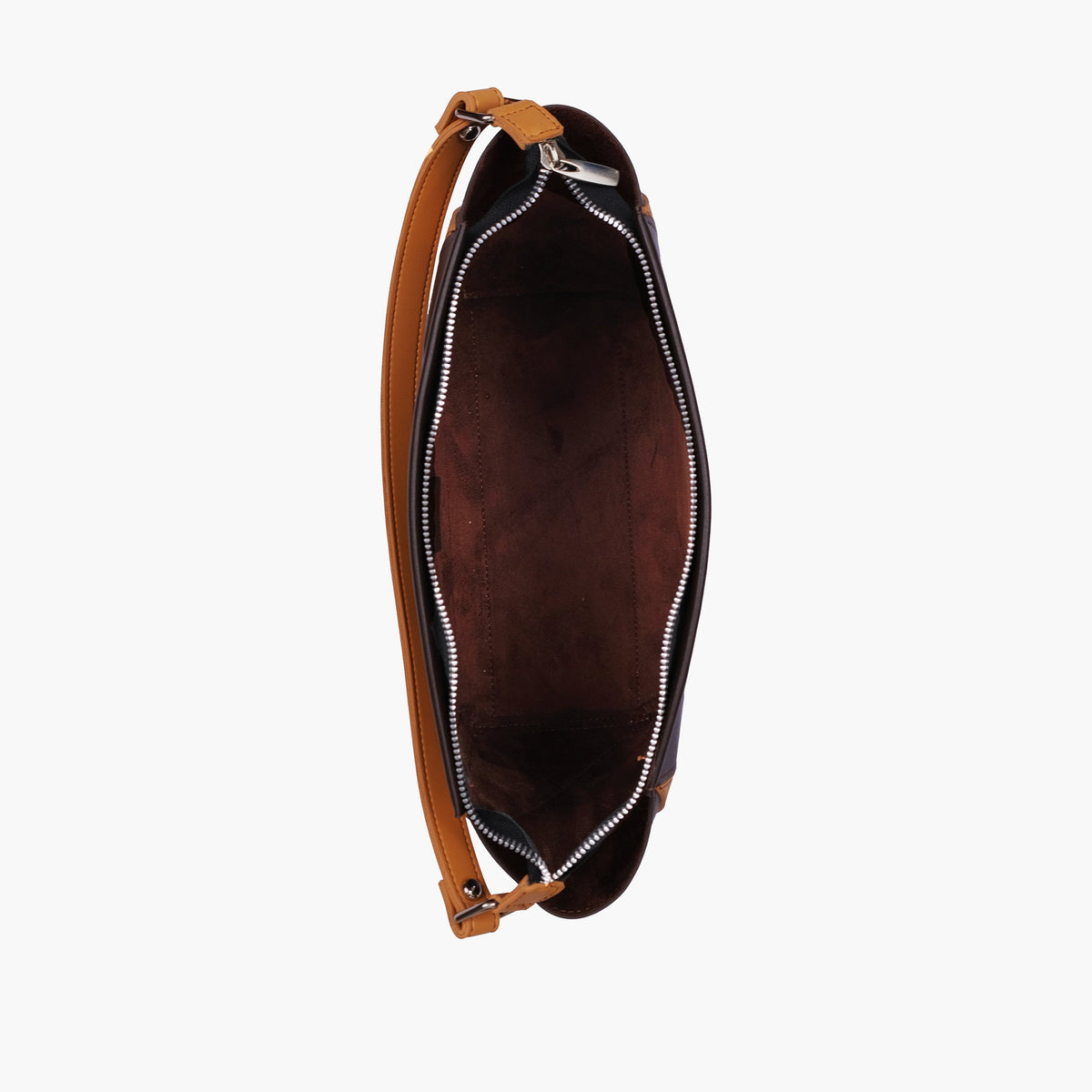 Dark brown and mustard trio twist handbag