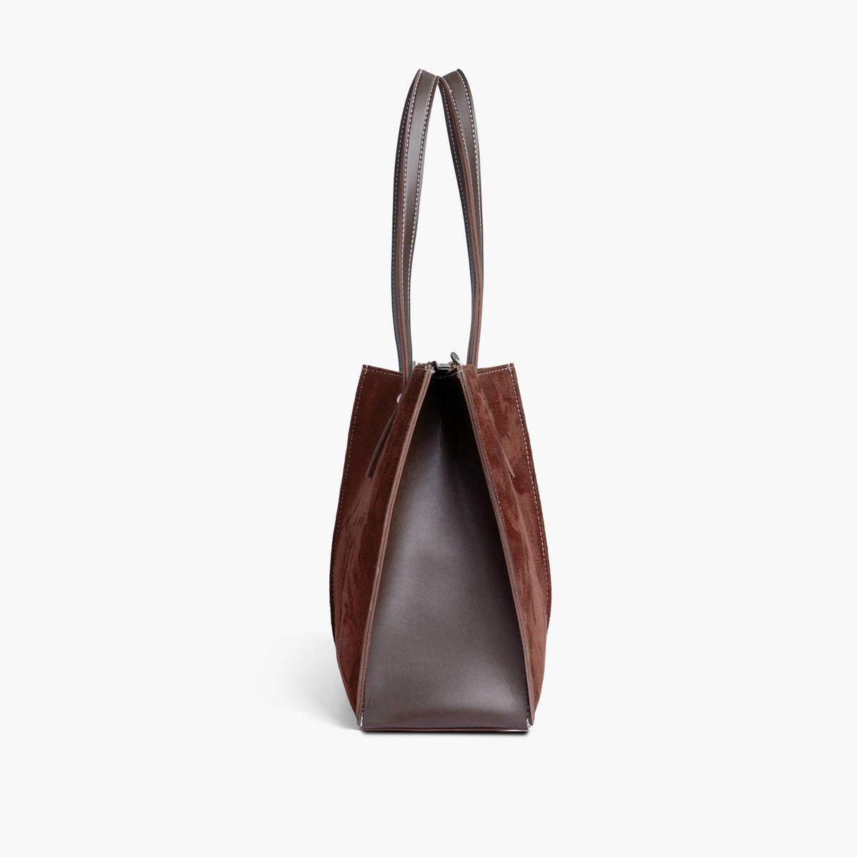 Dark brown suede work tote bag