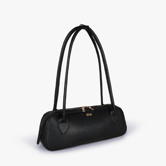 Black east-west baguette bag