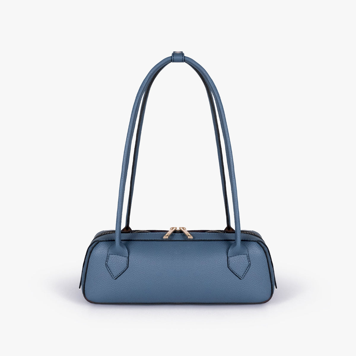 Blue east-west baguette bag