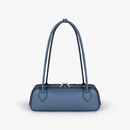 Blue east-west baguette bag