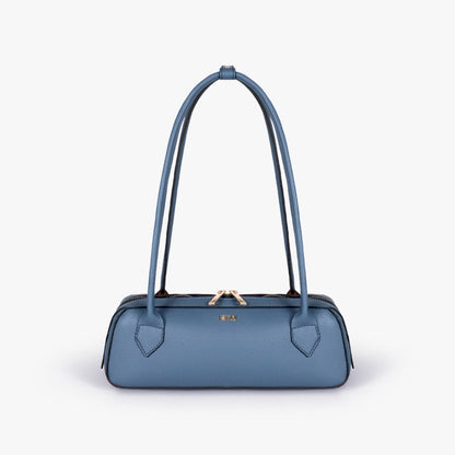 Blue east-west baguette bag