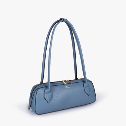 Blue east-west baguette bag