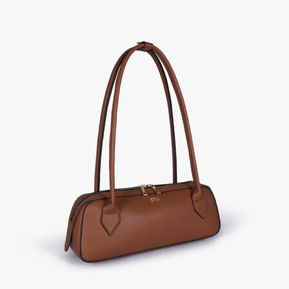 Brown east-west baguette bag