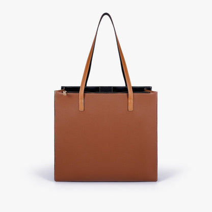 Espresso color blocking tote
