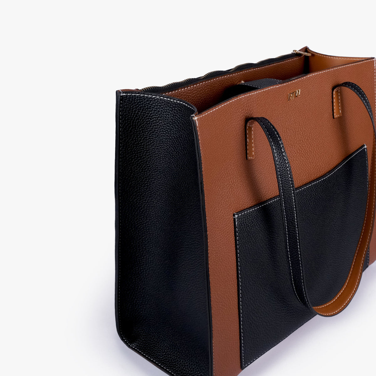Espresso color blocking tote