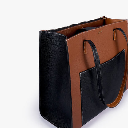 Espresso color blocking tote